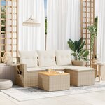 vidaXL Salon de jardin avec coussins 5 Pièces beige résine tressée