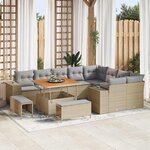 vidaXL Ensemble de canapé de jardin 12 Pièces Beige polyrotin