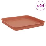 vidaXL Plateau carré à fleurs 24 pc Rouge brique 21 x 21 x 2 cm