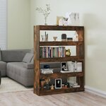 vidaXL Bibliothèque/Séparateur de pièce chêne fumé 100x30x135 cm