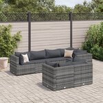 vidaXL Salon de jardin 7 Pièces avec coussins Gris Résine tressée