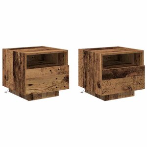 vidaXL Cabinet de chevet avec tiroir 2 Pièces Bois ancien 40 x 39 x 37 cm