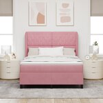Lit à ressorts avec matelas vidaXL Rose 160x200 cm Velours