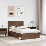 vidaXL Cadre de lit Chêne brun 120 x 200 cm Bois de pin massif