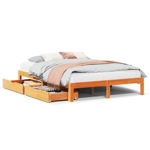 vidaXL Cadre de lit avec tiroirs sans matelas cire marron 120x190 cm