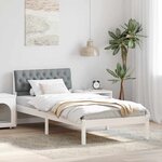 vidaXL Cadre de lit Blanc et gris clair 90 x 200 cm Bois massif en pin
