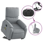 vidaXL Fauteuil de massage inclinable Gris clair Tissu