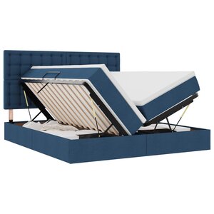 vidaXL Lit de Rangement avec tête de lit Bleu 200 x 200 cm Tissu