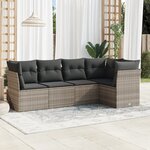 vidaXL Salon de jardin 5 Pièces avec coussins gris clair résine tressée