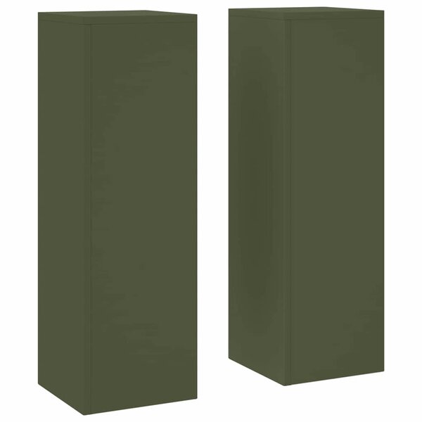 vidaXL Supports pour plantes 2 Pièces Vert olive 24 x 24 x 75 cm Acier