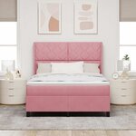 vidaXL Lit à Ressorts avec Matelas LED Rose 160 x 200 cm Velours