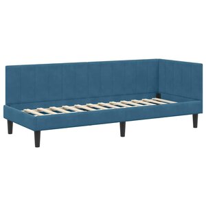 vidaXL Cadre de lit d'angle avec tête de lit Bleu 80 cm x 200 cm tissu