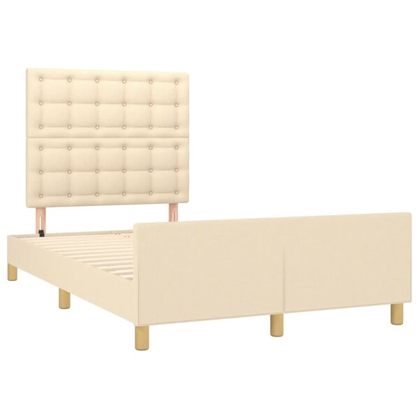 vidaXL Cadre de lit avec tête de lit crème 120x190 cm tissu