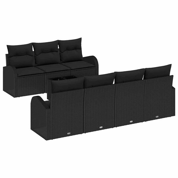 vidaXL Ensemble de canapé de jardin 8 Pièces Noir 55 x 55 x 37 cm