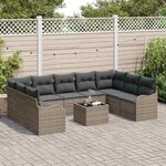 vidaXL Ensemble de canapé de jardin 10 Pièces Gris Poly rotin