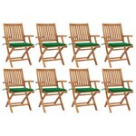 vidaXL Chaises pliables de jardin avec coussins 8 Pièces Teck solide