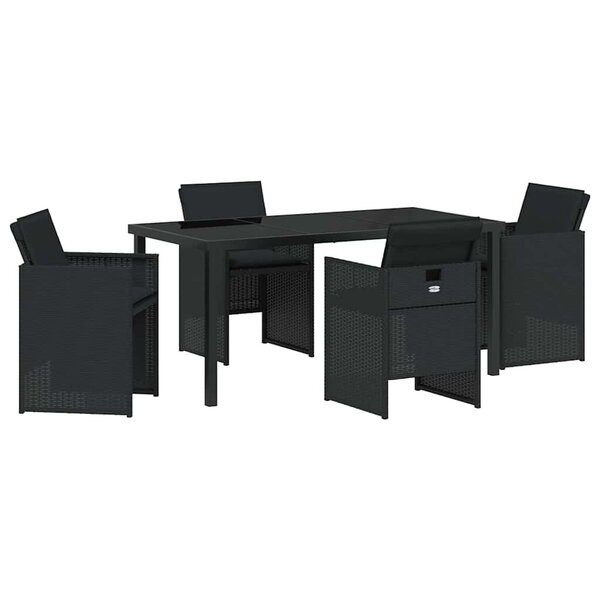 vidaXL Ensemble de salle à manger pour jardin 5 Pièces Noir Poly rotin