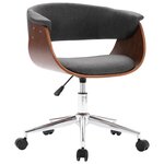 vidaXL Chaise pivotante de bureau Gris Bois courbé et tissu