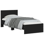vidaXL Cadre de lit sans matelas avec tête de lit noir 90x200 cm
