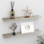 vidaXL Étagères murales 2 Pièces Gris béton 60x9x3 cm