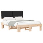 vidaXL Cadre de lit avec tête de lit rembourrée Noir 140 x 190 cm
