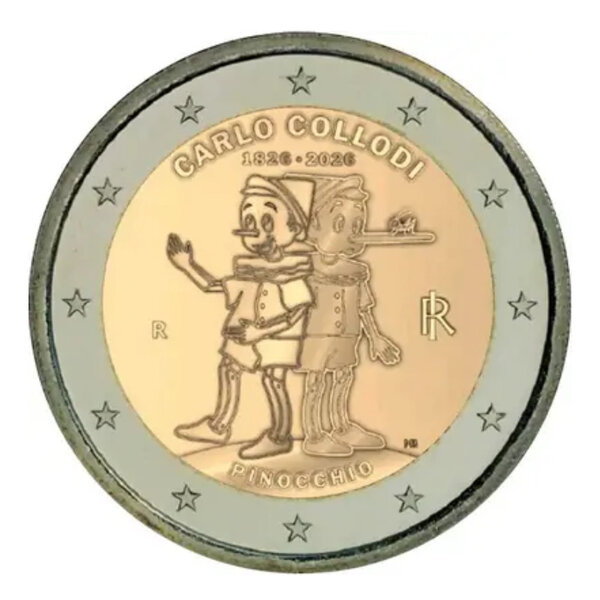2 euros commémorative Italie 2026 - Pinocchio.