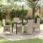 vidaXL Ensemble de salle à manger pour jardin 5 Pièces Beige polyrotin