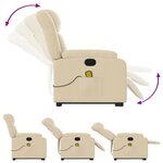 vidaXL Fauteuil inclinable de massage Crème Tissu