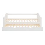 Lit gigogne 90x200 cm blanc avec 2 matelas  Lit double extensible