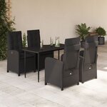 vidaXL Ensemble à manger de jardin coussins 5Pièces Noir Résine tressée