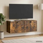 vidaXL Meuble TV mural Chêne fumé 78 5 x 31 x 30 cm Bois d'ingénierie