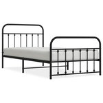 vidaXL Cadre de lit métal avec tête de lit/pied de lit noir 107x203 cm