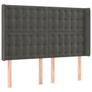 vidaXL Tête de lit avec oreilles Gris foncé 147x16x118/128 cm Velours