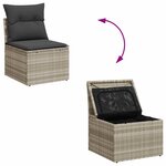 vidaXL Salon de jardin 9 Pièces avec coussins gris clair résine tressée