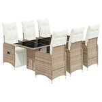 vidaXL Ensemble de bistro de jardin 7 Pièces coussins marron poly rotin