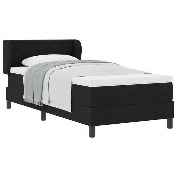 vidaXL Lit à ressorts avec matelas Noir 100 x 200 cm tissu