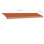 vidaXL Auvent manuel rétractable avec LED 600x350 cm Orange et marron
