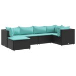 vidaXL Salon de jardin 6 Pièces avec coussins Noir Résine tressée