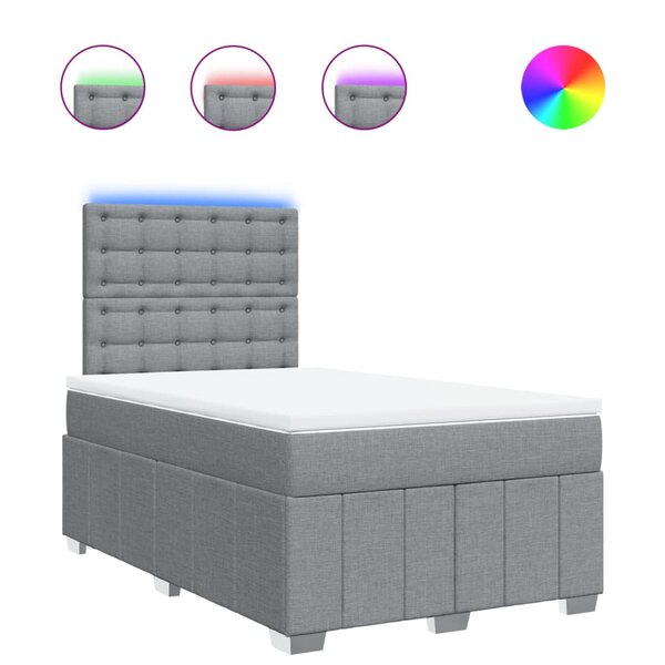 vidaXL Sommier à lattes de lit et matelas gris clair 120x190 cm tissu