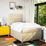 vidaXL Sommier à lattes de lit avec matelas crème 120x190 cm tissu