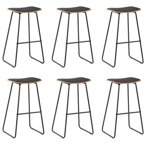 vidaXL Tabourets de bar lot de 6 noir similicuir