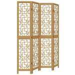 vidaXL Cloison de séparation 4 panneaux marron bois paulownia massif