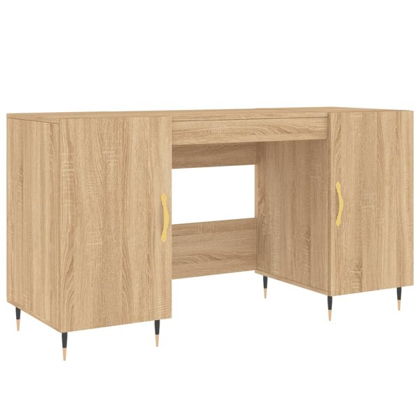 Bureau table poste de travail meuble d'ordinateur informatique étude chêne sonoma 140 x 50 x 75 cm bois d'ingénierie brun 02_0023647