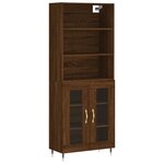 vidaXL Buffet haut Chêne marron 69 5x34x180 cm Bois d'ingénierie