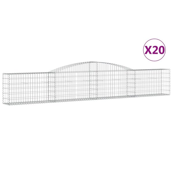 vidaXL Paniers à gabions arqués 20 Pièces 400x30x60/80 cm Fer galvanisé