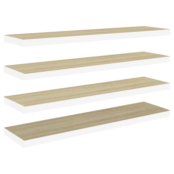 vidaXL Étagères flottantes 4 Pièces chêne et blanc 120x23 5x3 8 cm MDF