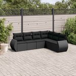 vidaXL Salon de jardin 6 Pièces avec coussins noir résine tressée