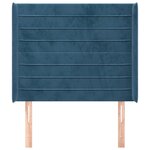 vidaXL Tête de lit avec oreilles Bleu foncé 103x16x118/128 cm Velours