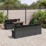 vidaXL Ensemble de canapé de jardin 8 Pièces Noir Poly rotin