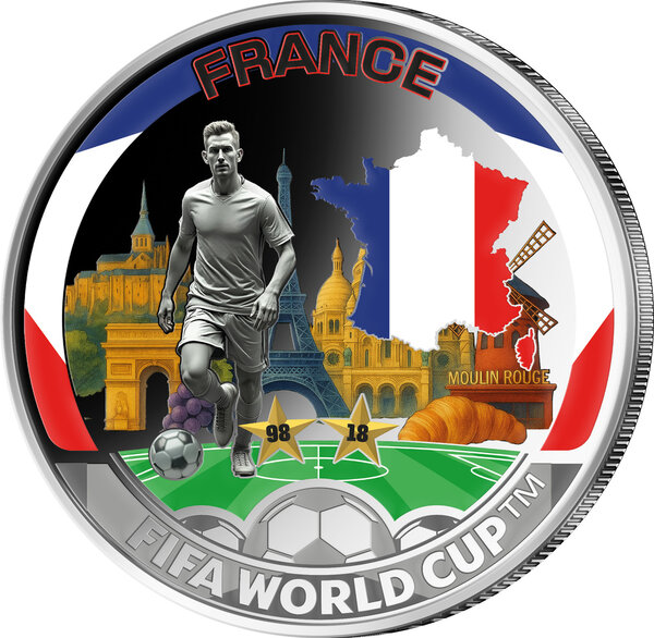 Monnaie FRANCE FIFA World Cup Champions Metal 50 Cents Solomon Islands 2026 (PRÉCOMMANDE)